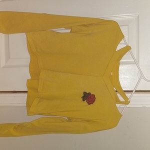 Yellow long sleeve crop top